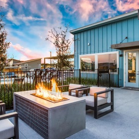 Firepit outdoor firepit with lounge chair seating